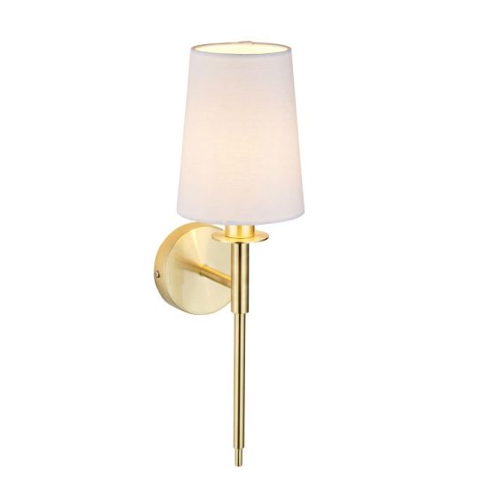 Blackstone Solarae 1 lt 170mm x 448mm x 130mm Shade Wall Light Finished In Satin Brass Plate & Vintage White Fabric