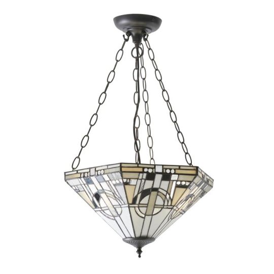 Tiffany Metropolitan 3Lt Pendant in Tiffany Glass & Dark Bronze Finish With Highlights