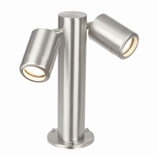 Saxby Atlantis 280Mm Post Ip65 7W in Marine Grade Brushed Stainless Steel & Clear Glass