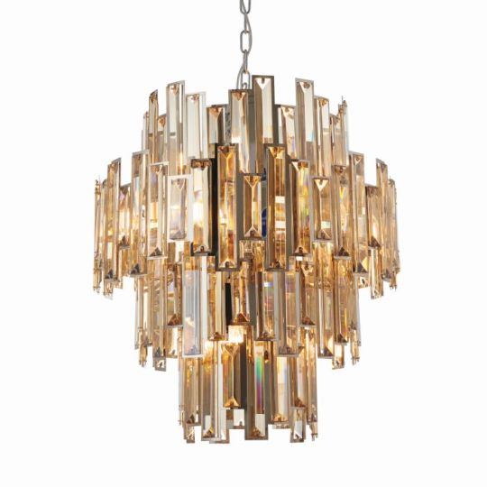 Endon Viviana 12lt Pendant in Chrome Plate & Champagne Crystal