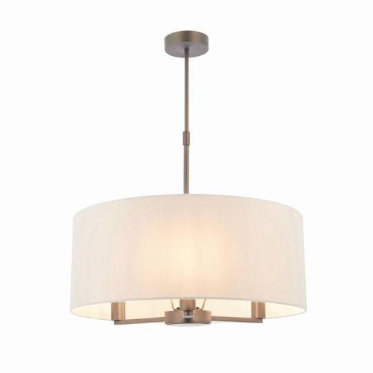 Endon Daley 3lt Pendant in Dark Antique Bronze Plate & Marble Fabric