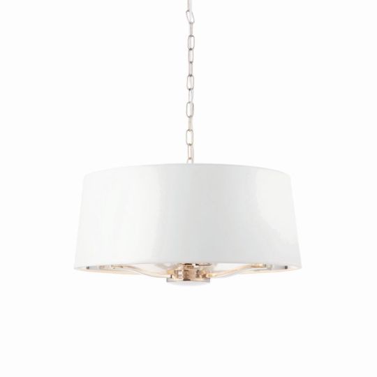 Endon Harvey 3lt Pendant in Bright Nickel Plate & Vintage White Fabric