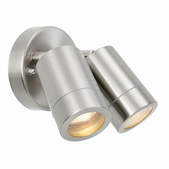 Saxby Atlantis 2Lt Spot Ip65 7W in Marine Grade Brushed Stainless Steel & Clear Glass