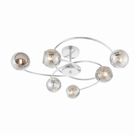 Endon Aerith 6lt Semi flush in Chrome Plate & Smoked Mirror Glass