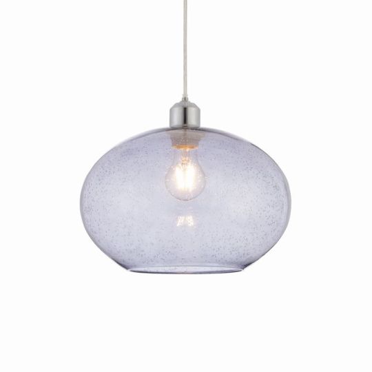 Endon Dimitri 1lt Pendant easyfit in Grey Glass With Bubbles