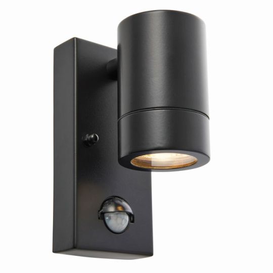 Saxby Palin Pir 1Lt Wall Ip44 7W in Matt Black Paint & Clear Glass