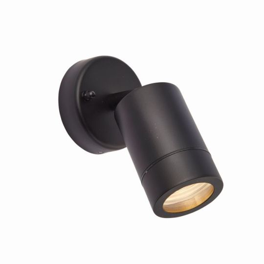 Saxby Palin 1Lt Spot Wall Ip44 7W in Matt Black Paint & Clear Glass