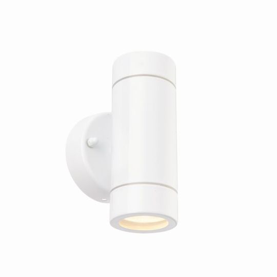 Saxby Palin 2Lt Wall Ip44 7W in Gloss White Paint & Clear Glass