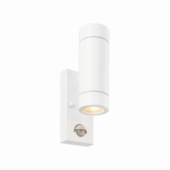 Saxby Palin Pir 2Lt Wall Ip44 7W in Gloss White Paint & Clear Glass