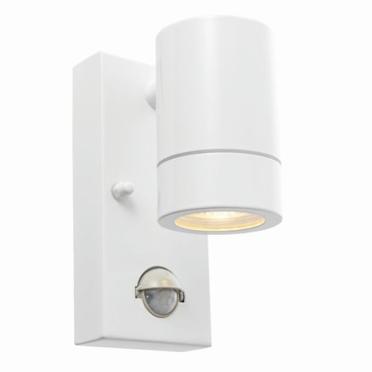 Saxby Palin Pir 1Lt Wall Ip44 7W in Gloss White Paint & Clear Glass