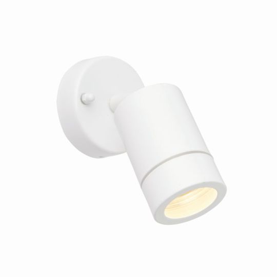 Saxby Palin 1Lt Spot Wall Ip44 7W in Gloss White Paint & Clear Glass