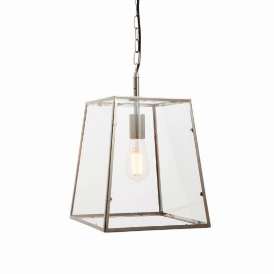 Endon Hurst 1lt Pendant in Bright Nickel Plate & Clear Glass