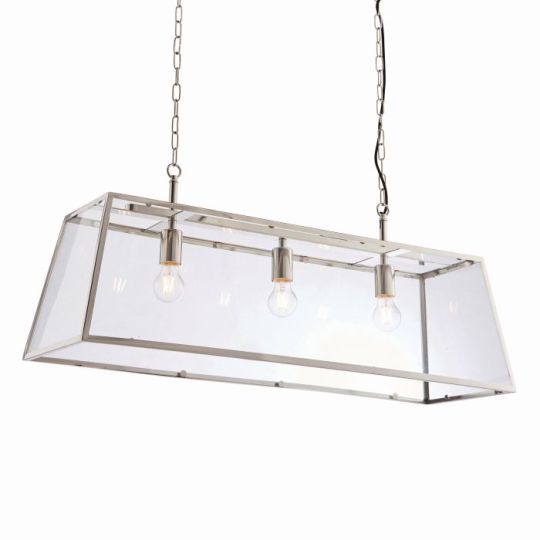 Endon Hurst 3lt Pendant in Bright Nickel Plate & Clear Glass