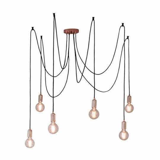 Endon Studio 6lt Pendant in Copper Plate