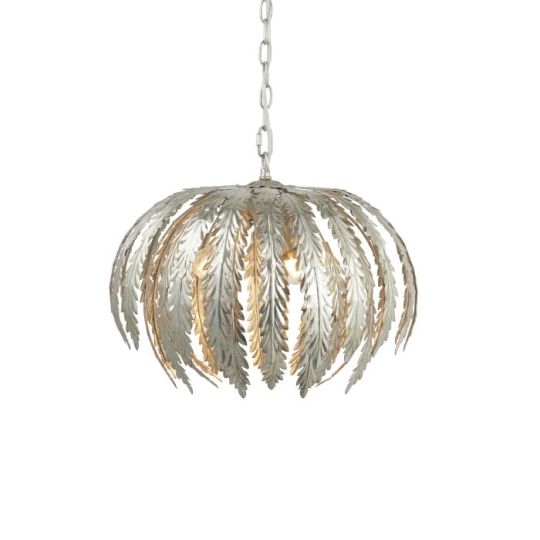 Endon Delphine 3lt Pendant in Silver Leaf