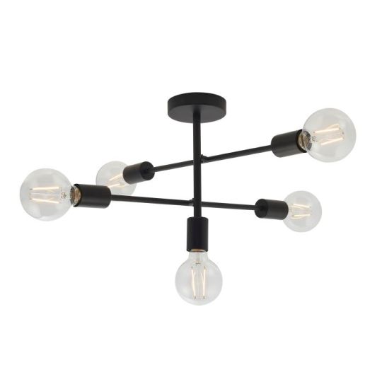 Endon Studio 5lt Semi flush in Matt Black