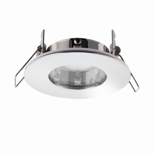 Saxby Speculo Round Ip65 50W in Chrome Effect Plate & Clear Glass