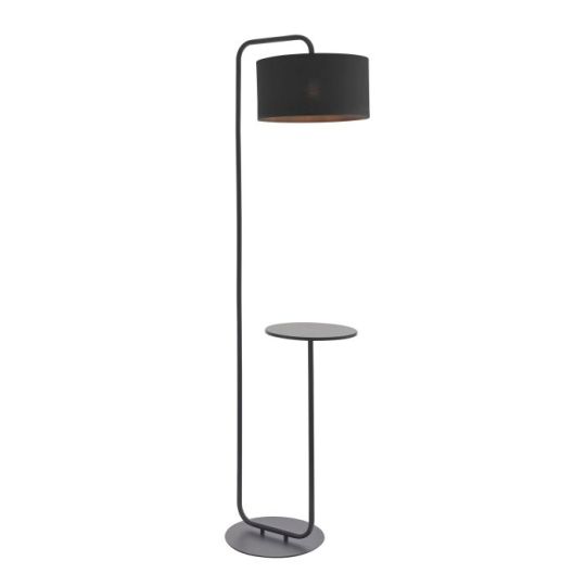 Blackstone Borealis 1 lt 1750mm x 550mm x 380mm Base & Shade Floor Light Finished In Satin Black Paint & Black Fabric