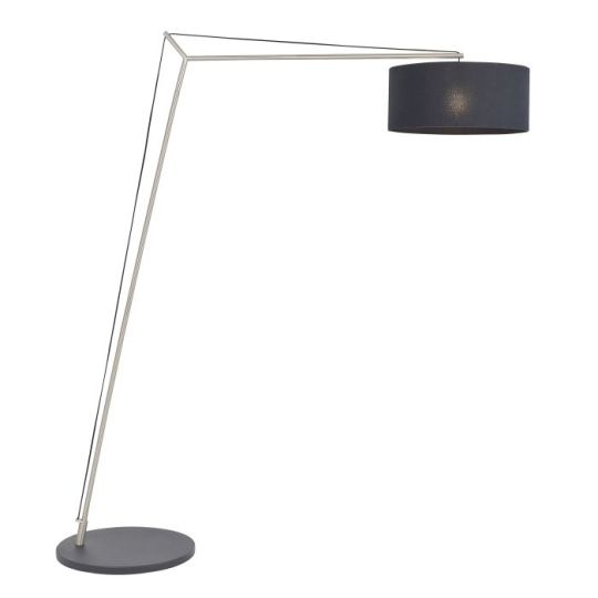 Blackstone Vibrantia 1 lt 1925mm x 1600mm x 500mm Base & Shade Floor Light Finished In Matt Nickel Plate & Black Cotton Fabric