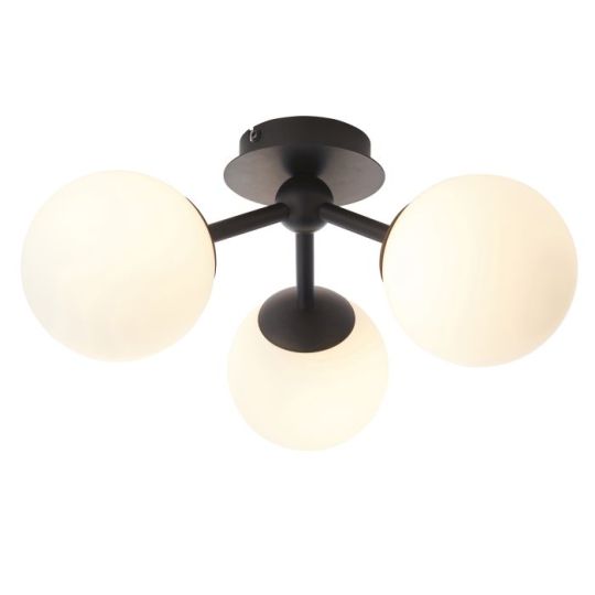 Endon Pulsa 3lt Semi flush in Matt Black & Matt White Glass