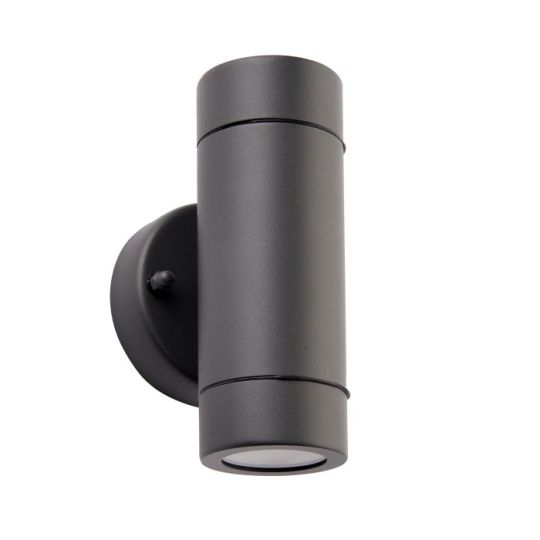 Saxby Palin 2Lt Wall Ip44 7W in Anthracite Grey & Clear Glass