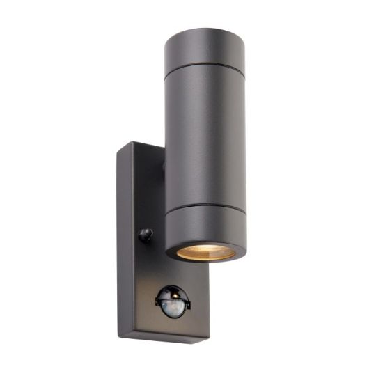 Saxby Palin Pir 2Lt Wall Ip44 7W in Anthracite Grey & Clear Glass