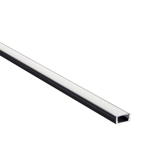 Saxby Rigelslim Surface 2M Aluminium Profile/Extrusion Black in Matt Black Paint & Opal Pc