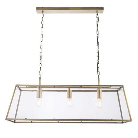 Endon Hurst 1lt Pendant In Matt Antique Brass Plate And Clear Glass