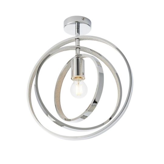 Endon Merola 1lt Semi flush in Chrome Plate & Clear Faceted Acrylic