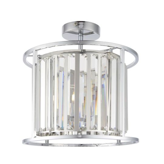 Endon Hamilton 3lt Semi flush in Chrome Plate & Clear Crystal Glass