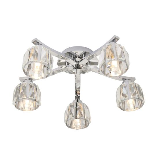 Endon Ria 5lt Semi flush in Chrome Plate & Clear Crystal Glass