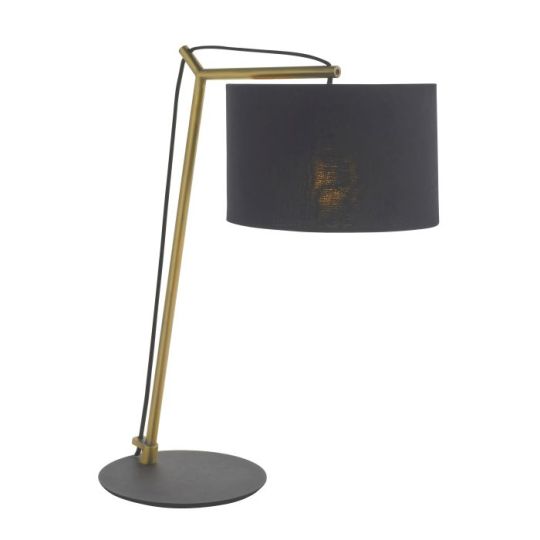 Blackstone Vibrantia 1 lt 520mm x 430mm x 230mm Base & Shade Table Light Finished In Matt Brass Plate & Black Cotton Fabric