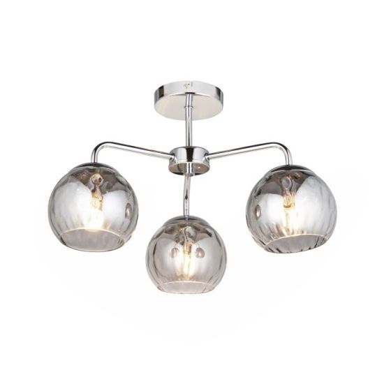 Endon Dimple 3lt Semi flush in Chrome Plate & Smoked Mirror Glass