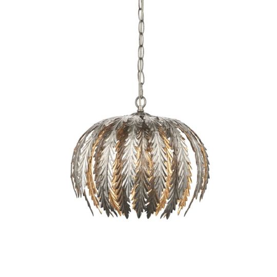 Endon Delphine 1lt Pendant in Silver Leaf