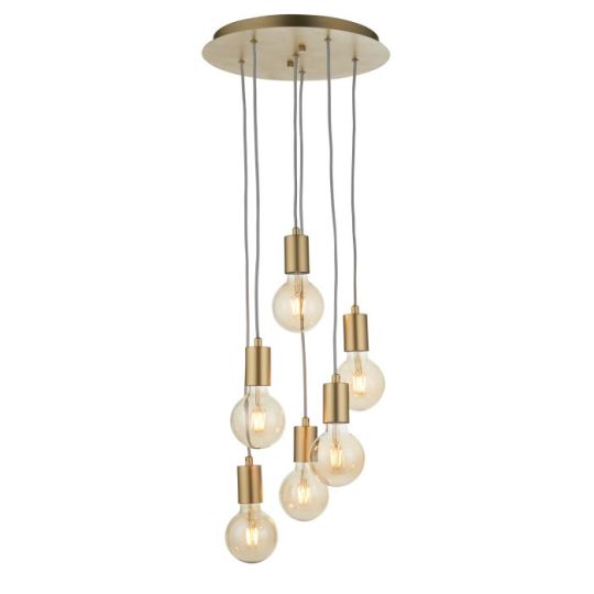 Endon Studio 6lt Pendant in Soft Gold Paint