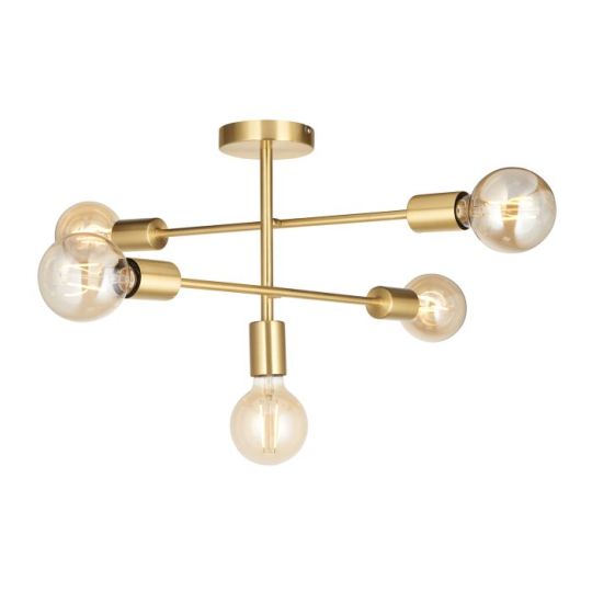 Endon Studio 5lt Semi flush in Satin Brass Plate