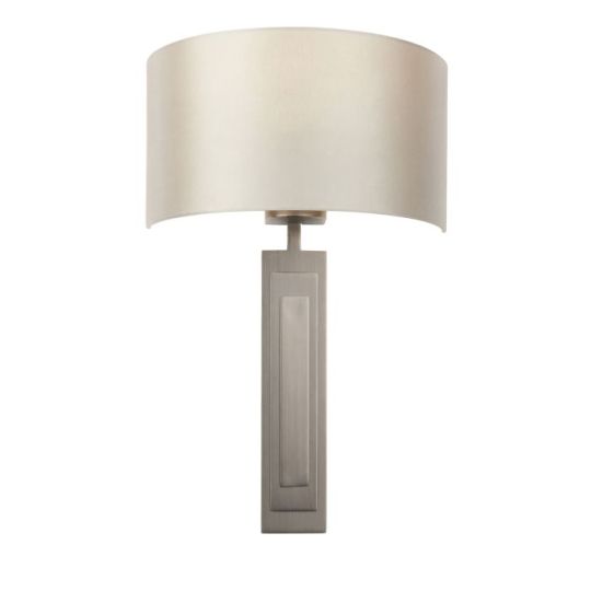 Blackstone Luminique 1 lt 140mm x 500mm x 320mm Shade Wall Light Finished In Brushed Bronze Finish & Mink Satin Fabric