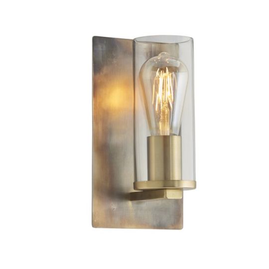 Blackstone Trumio 1 lt 138mm x 255mm x 140mm Metal Wall Light Finished In Bronze Patina Plate & Clear Glass