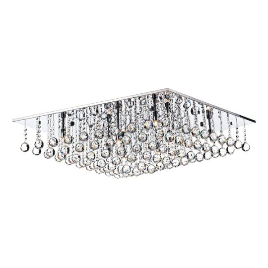 Dar Abacus 8 Light Flush Polished Chrome Crystal