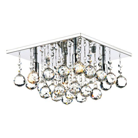 Dar Abacus 4 Light Flush Polished Chrome Crystal