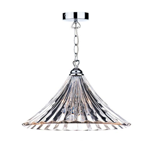 Dar Ardeche 1 Light Large Pendant Clear Glass Polished Chrome