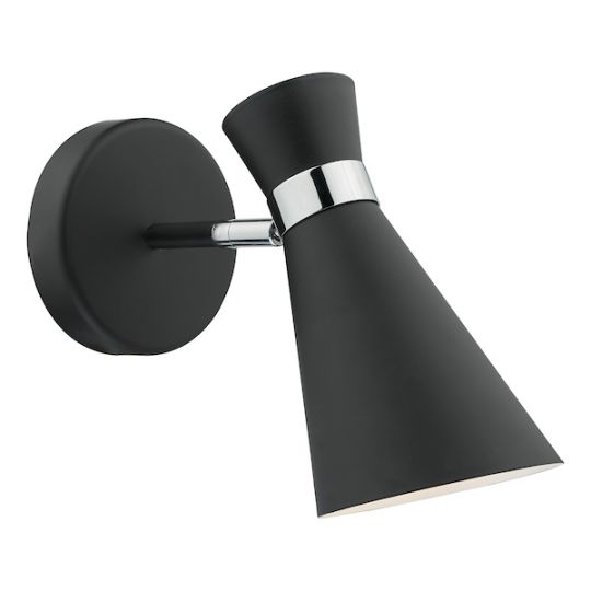 Dar Ashworth Single Wall Spotlight Matt Black Polished Chrome