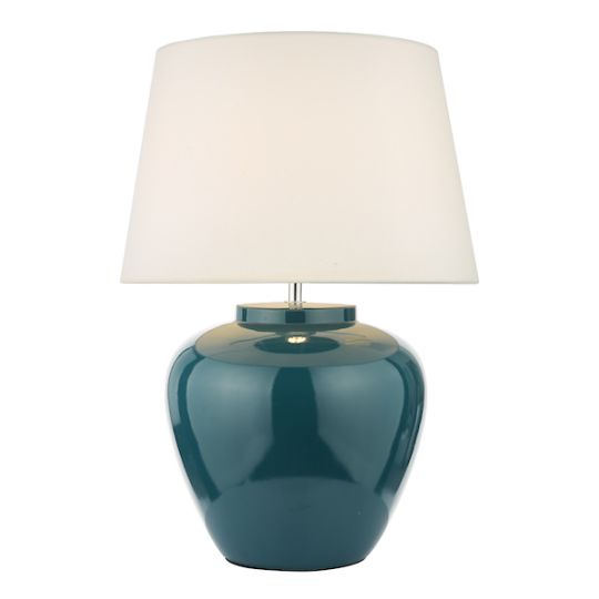 Dar Ayla Table Lamp Blue Ceramic With Shade