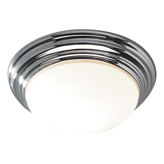 Dar Barclay Large Bathroom Flush Polished Chrome Opal Glass IP44