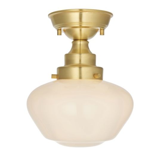 Blackstone Tempest 1 lt 310mm x 250mm Single Semi flush Light Finished In Brass Plate & Opal Glass