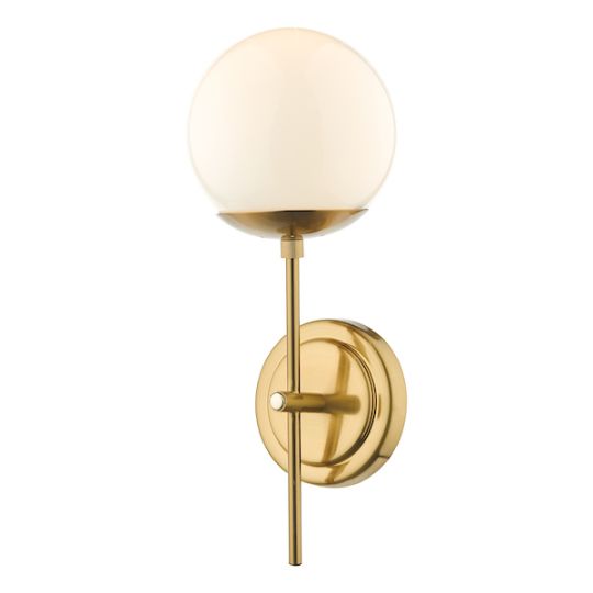 Dar Bombazine Wall Light Natural Brass Opal Glass