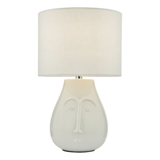 Dar Boris Table Lamp White Ceramic With Shade