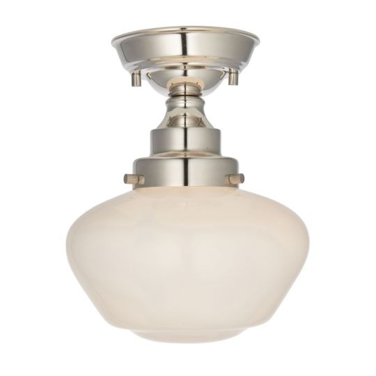 Blackstone Tempest 1 lt 310mm x 250mm Single Semi flush Light Finished In Bright Nickel Plate & Opal Glass