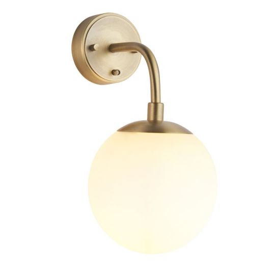 Blackstone Beamora 1 lt 200mm x 290mm x 150mm Metal Wall Light Finished In Matt Antique Brass Plate & Opal Glass