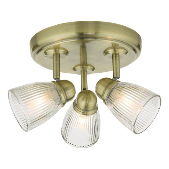 Dar Cedric Bathroom 3 Light Spotlight Antique Brass Glass IP44